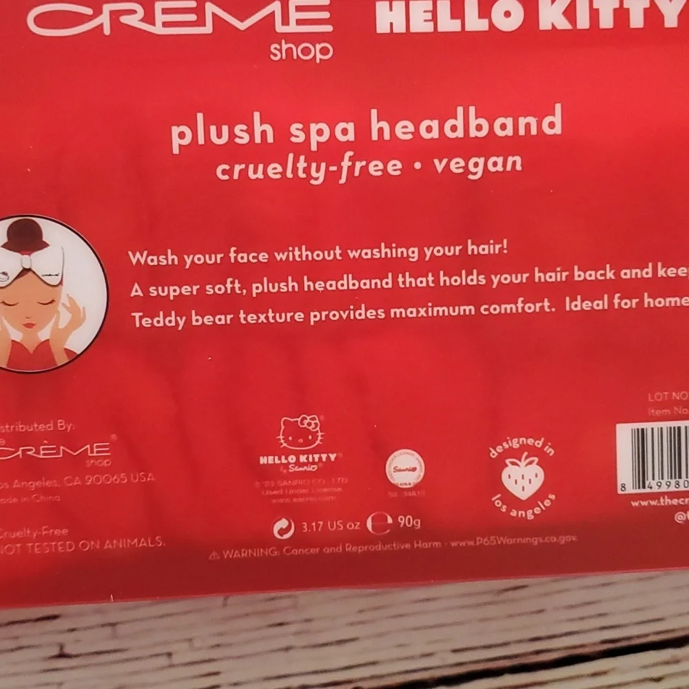 🆕️ SANRIO HELLO KITTY CREME SHOP MAKEUP BAG AND PLUSH SPA HEADBAND 🤍❤